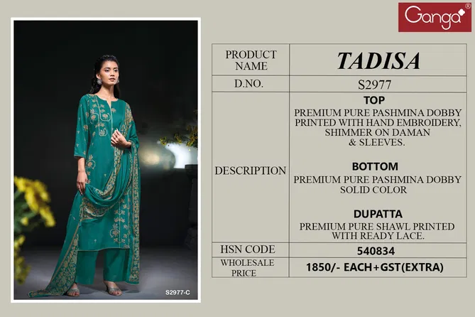 Tadisa 2977 By Ganga Pashmina Dobby Printed Dress Material Wholesale Online